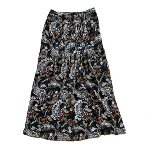 WAYF Black Floral Signoret Maxi Skirt M